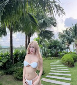 Đầm xoè dự tiệc dáng dài chất tơ phối lưới